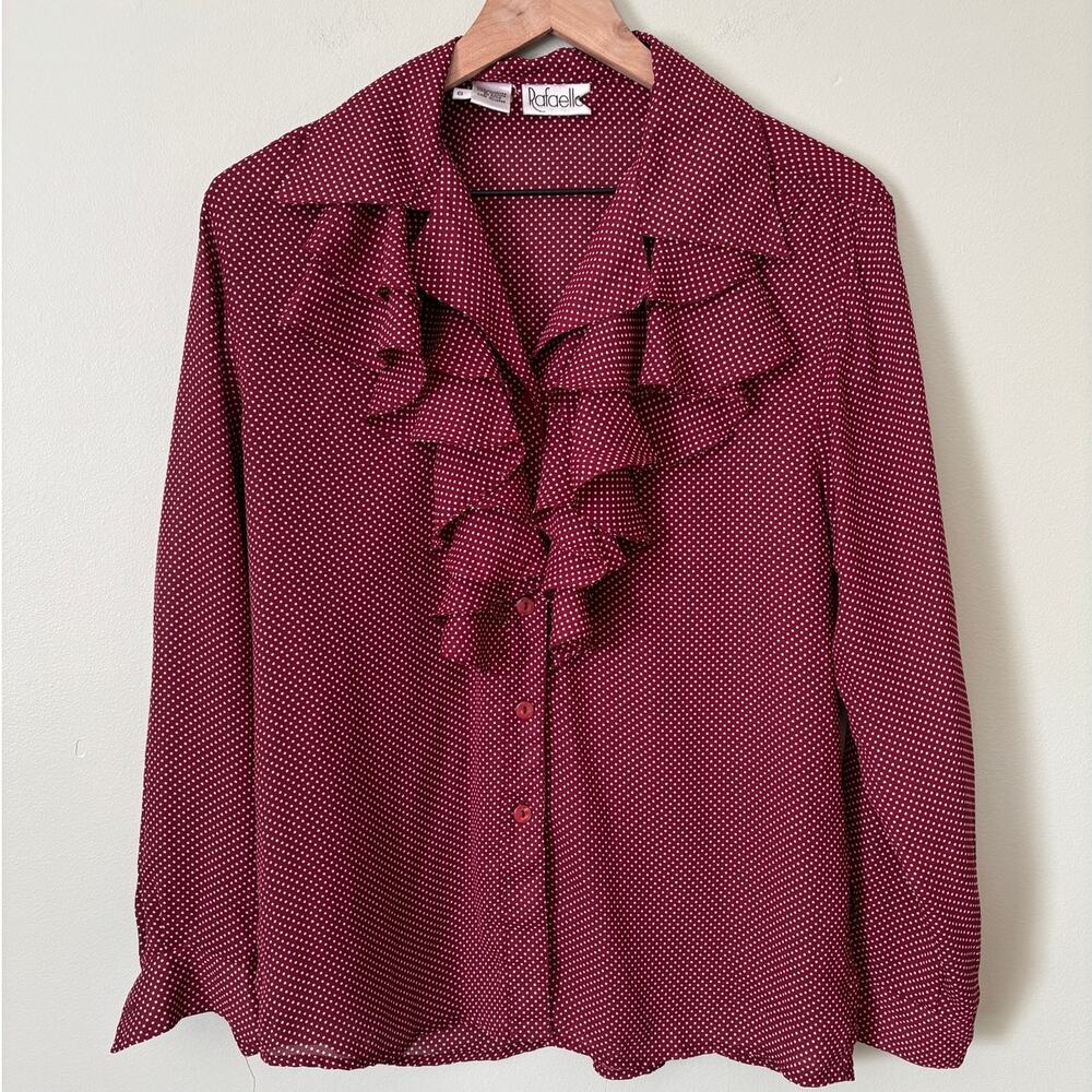 Vintage Polka Dot Ruffle Blouse Size 6 Poetcore Retro